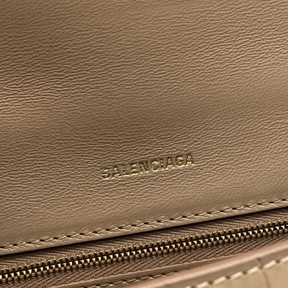 Balenciaga Handbag Hourglass Top Handle Small 593546 Pink Beige Shape Pressed