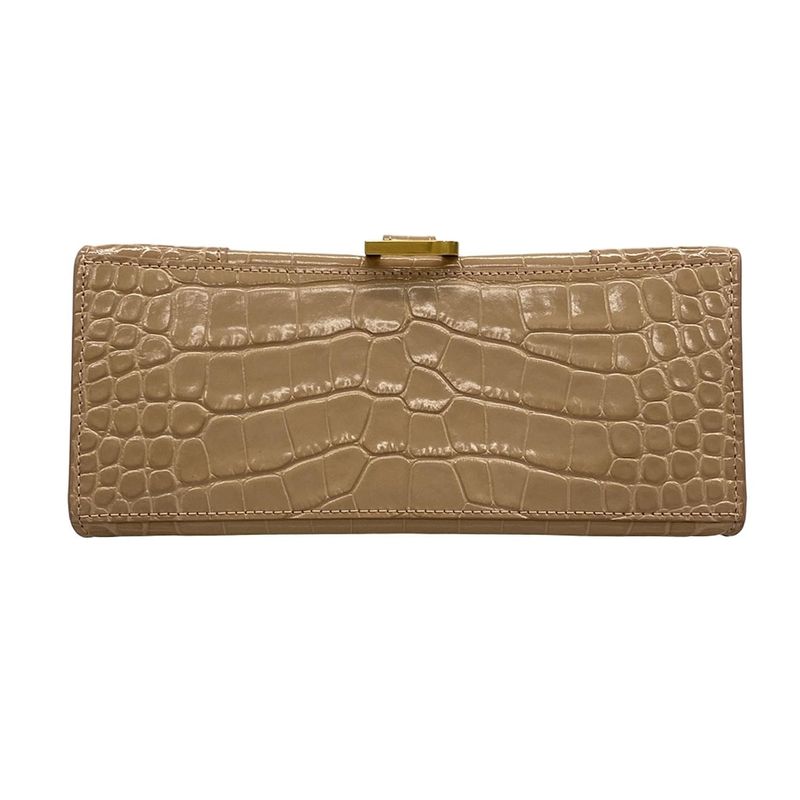 Balenciaga Handbag Hourglass Top Handle Small 593546 Pink Beige Shape Pressed