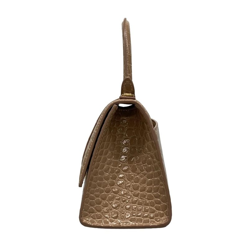 Balenciaga Handbag Hourglass Top Handle Small 593546 Pink Beige Shape Pressed