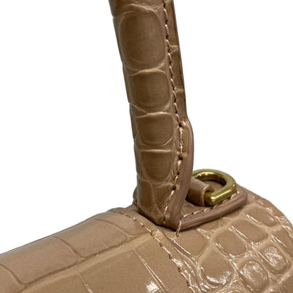 Balenciaga Handbag Hourglass Top Handle Small 593546 Pink Beige Shape Pressed