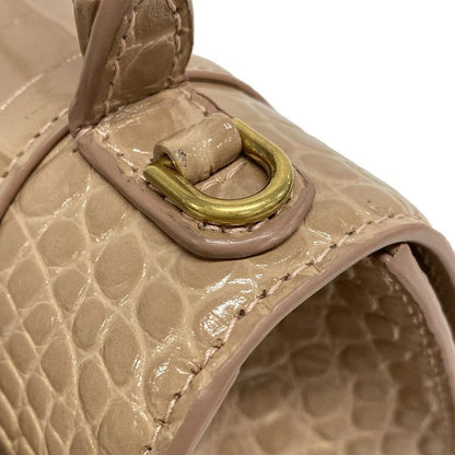 Balenciaga Handbag Hourglass Top Handle Small 593546 Pink Beige Shape Pressed