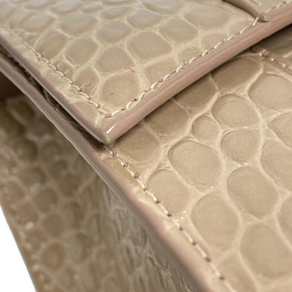 Balenciaga Handbag Hourglass Top Handle Small 593546 Pink Beige Shape Pressed