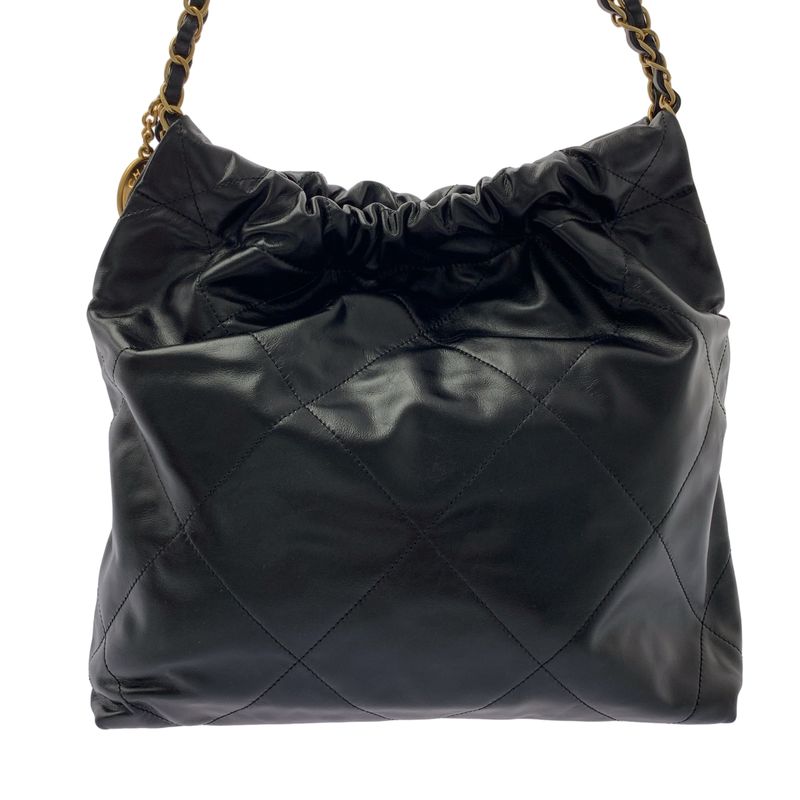 Chanel - Chanel22 Matelasse Shiny Calfskin Chain Bag As3260 - Black Gold -