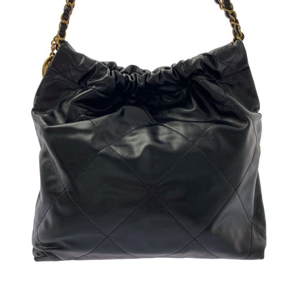 Chanel - Chanel22 Matelasse Shiny Calfskin Chain Bag As3260 - Black Gold -