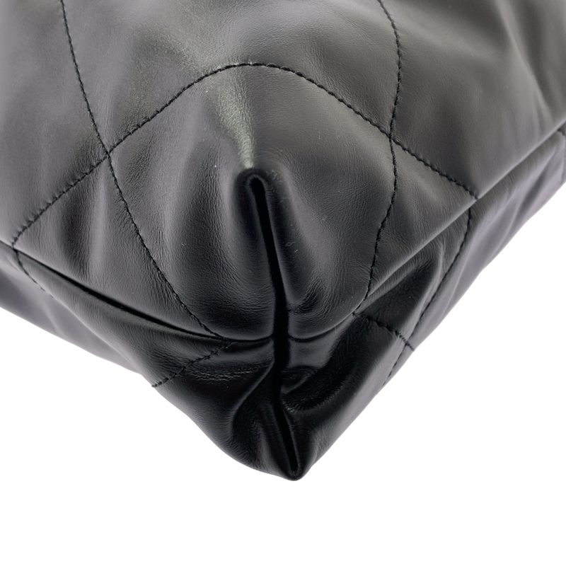 Chanel - Chanel22 Matelasse Shiny Calfskin Chain Bag As3260 - Black Gold -