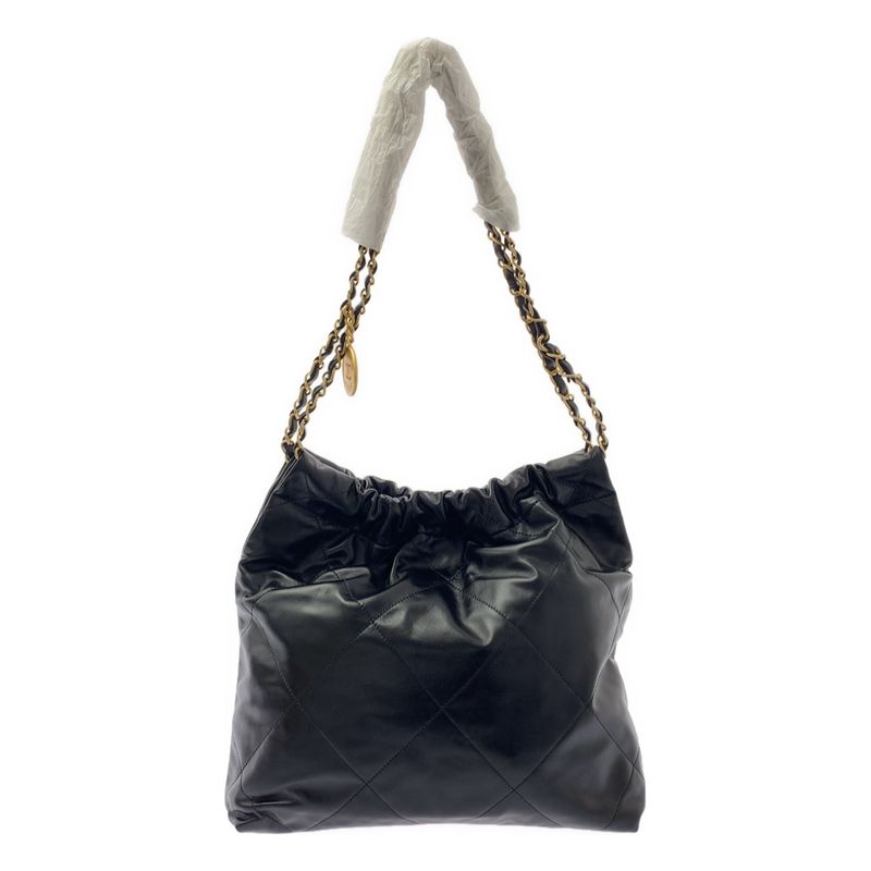 Chanel - Chanel22 Matelasse Shiny Calfskin Chain Bag As3260 - Black Gold -
