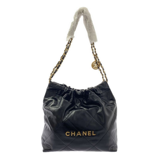Chanel - Chanel22 Matelasse Shiny Calfskin Chain Bag As3260 - Black Gold -