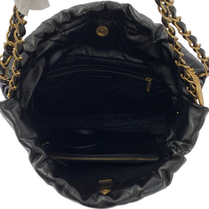 Chanel - Chanel22 Matelasse Shiny Calfskin Chain Bag As3260 - Black Gold -