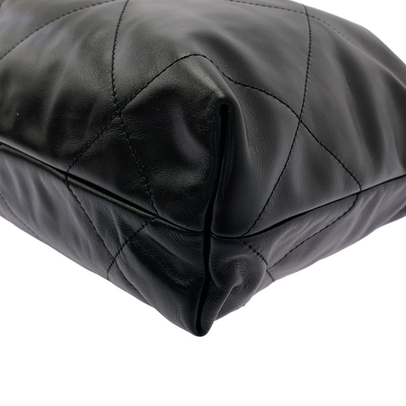 Chanel - Chanel22 Matelasse Shiny Calfskin Chain Bag As3260 - Black Gold -