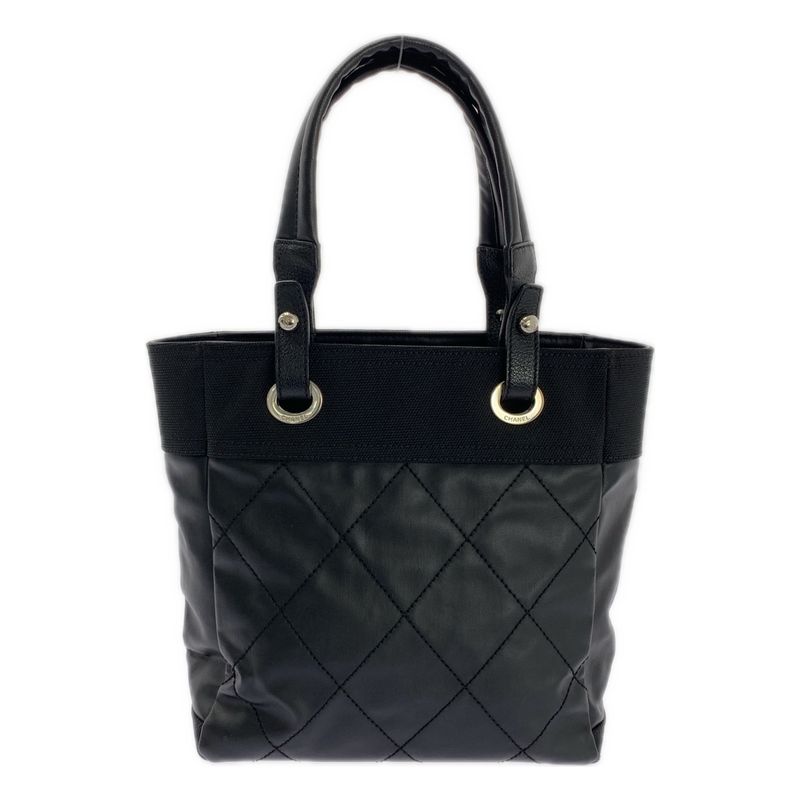 Chanel - Paris Biavits PM Coco Mark PVC Leather Tote Bag - Black - Women's