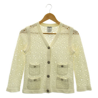 Chanel Cotton Cocoma Button Lace Cardigan | 36 | Ivory | Women