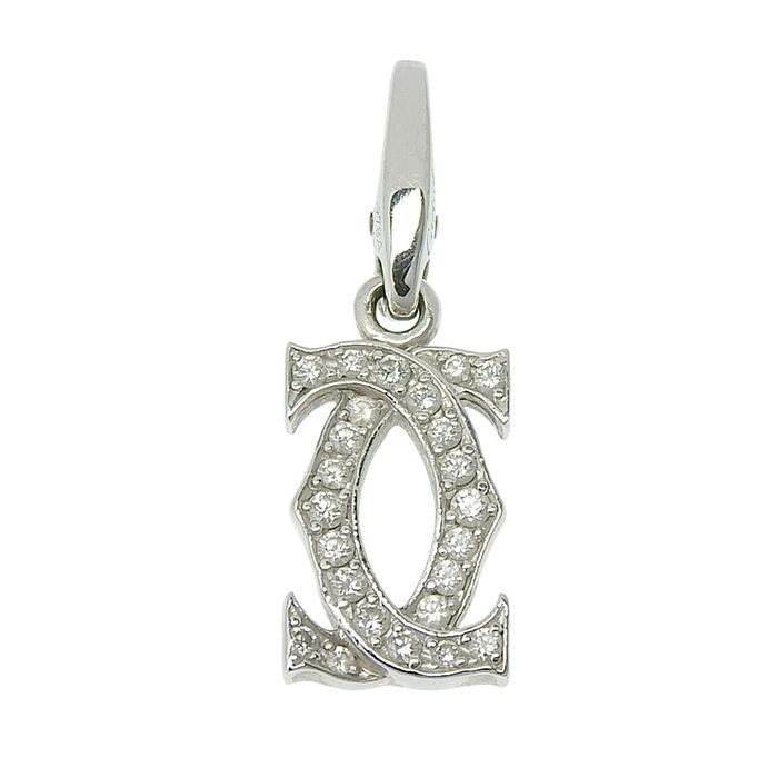 Cartier 2ccharm Diamond Pendant Top 18K White Gold 750 White Gold Diamond Charm