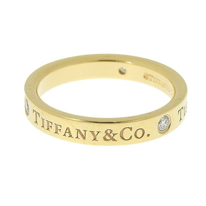 Tiffany & Co Flat Band Diamond Ring 18K Pink Gold 750 Pink Gold Diamond Approx