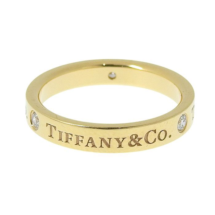 Tiffany & Co Flat Band Diamond Ring 18K Pink Gold 750 Pink Gold Diamond Approx