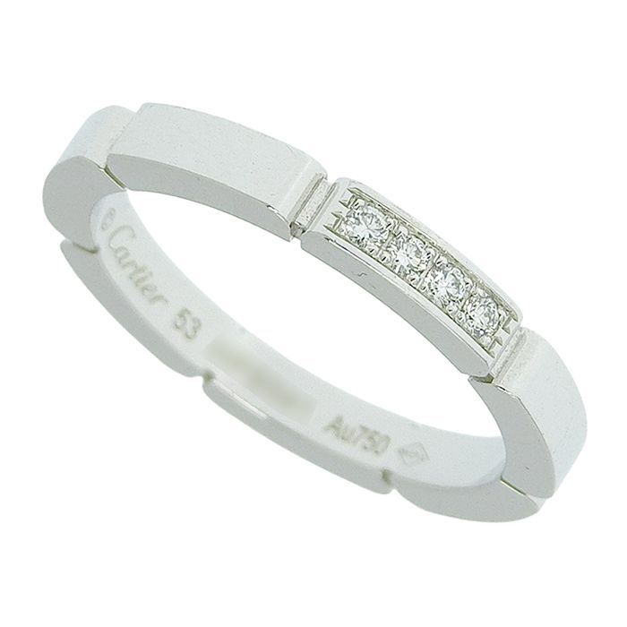 Cartier Maillon Panthère Diamond Ring 18K White Gold 750 White Gold Diamond #53