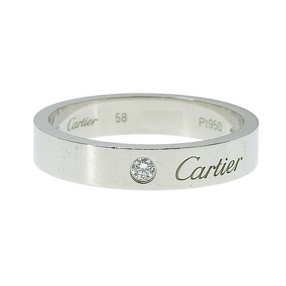Cartier C De Cartier Engraved 1P Diamond Ring Pt950 Platinum Diamond #58