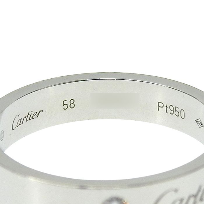 Cartier C De Cartier Engraved 1P Diamond Ring Pt950 Platinum Diamond #58