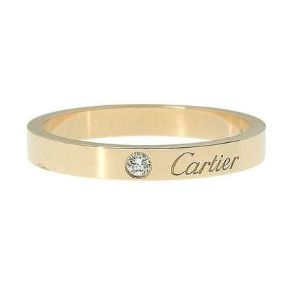 Cartier C De Cartier Engraved 1P Diamond Ring 18K Pink Gold 750 Pink Gold