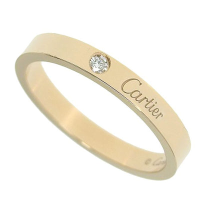 Cartier C De Cartier Engraved 1P Diamond Ring 18K Pink Gold 750 Pink Gold