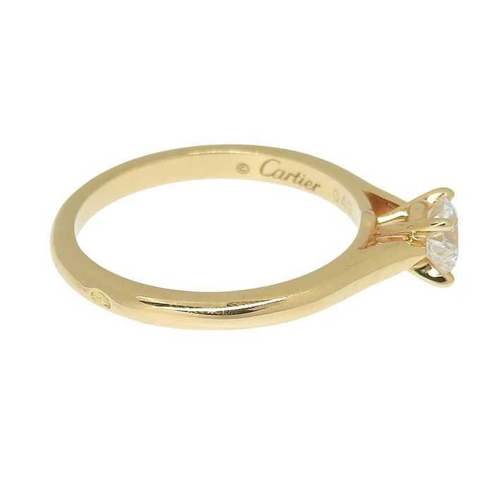 Cartier Solitaire Diamond Ring 18K Pink Gold 750 Pink Gold Diamond #50 Equivalen