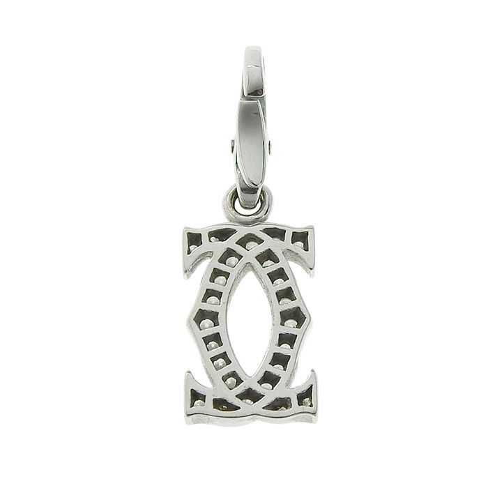 Cartier 2ccharm Diamond Pendant Top 18K White Gold 750 White Gold Diamond Charm