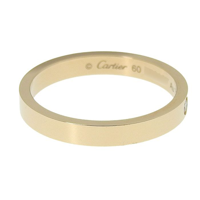 Cartier C De Cartier Engraved 1P Diamond Ring 18K Pink Gold 750 Pink Gold