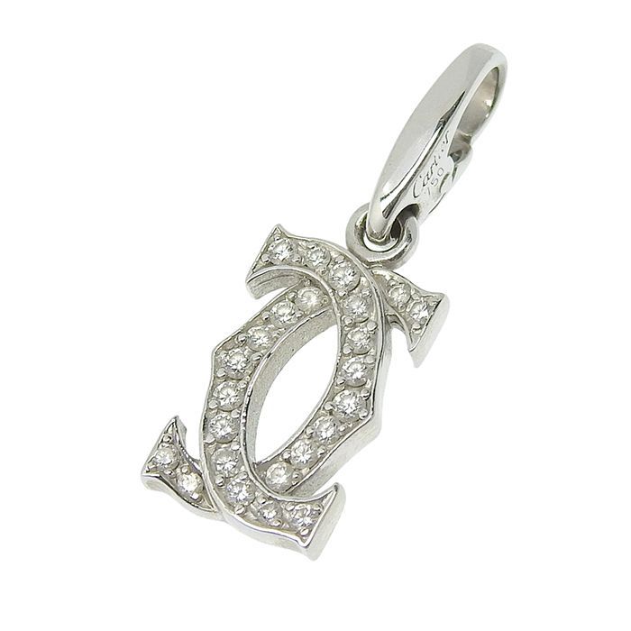 Cartier 2ccharm Diamond Pendant Top 18K White Gold 750 White Gold Diamond Charm