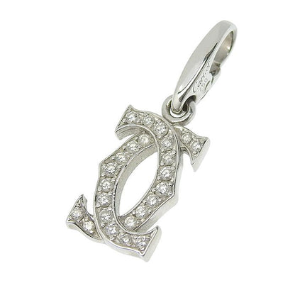 Cartier 2ccharm Diamond Pendant Top 18K White Gold 750 White Gold Diamond Charm
