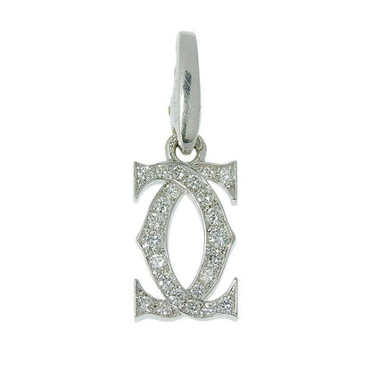 Cartier 2ccharm Diamond Pendant Top 18K White Gold 750 White Gold Diamond Charm