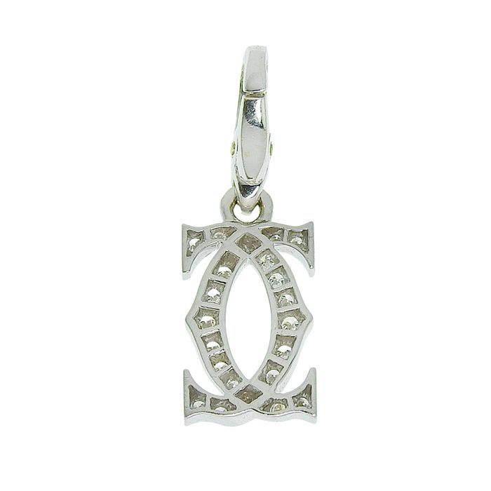Cartier 2ccharm Diamond Pendant Top 18K White Gold 750 White Gold Diamond Charm