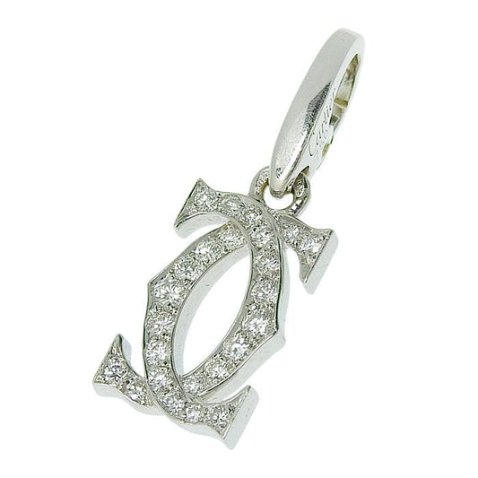Cartier 2ccharm Diamond Pendant Top 18K White Gold 750 White Gold Diamond Charm