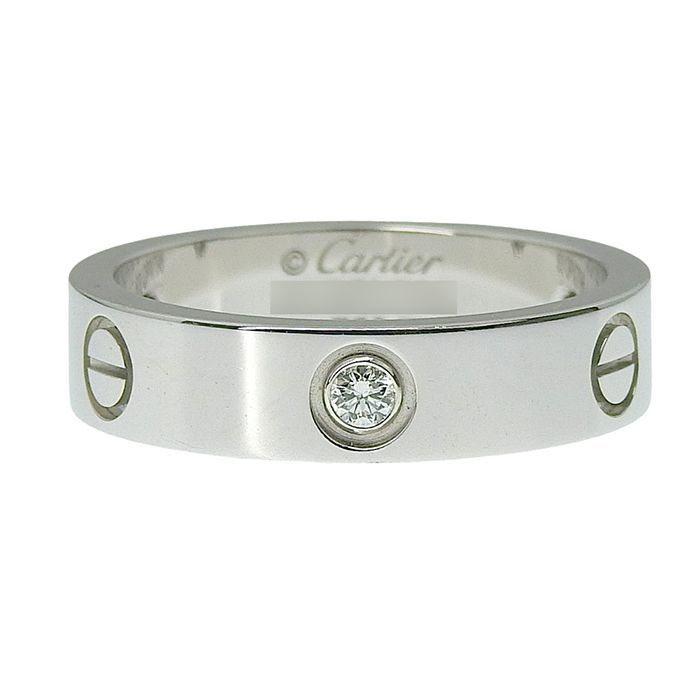 Cartier Love Ring 3P Diamond Classic Model 18K White Gold 750 White Gold