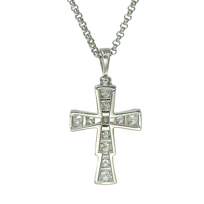 Bvlgari Bulgari Serpenti Small Cross Diamond Necklace 354038 18K White Gold 750