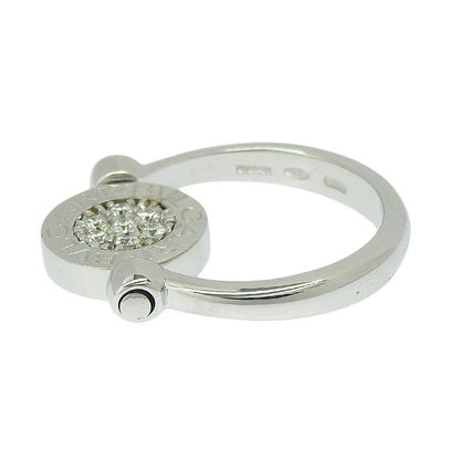 Bvlgari Flip Diamond Onyx Ring 18K White Gold 750 White Gold Diamond Onyx #52