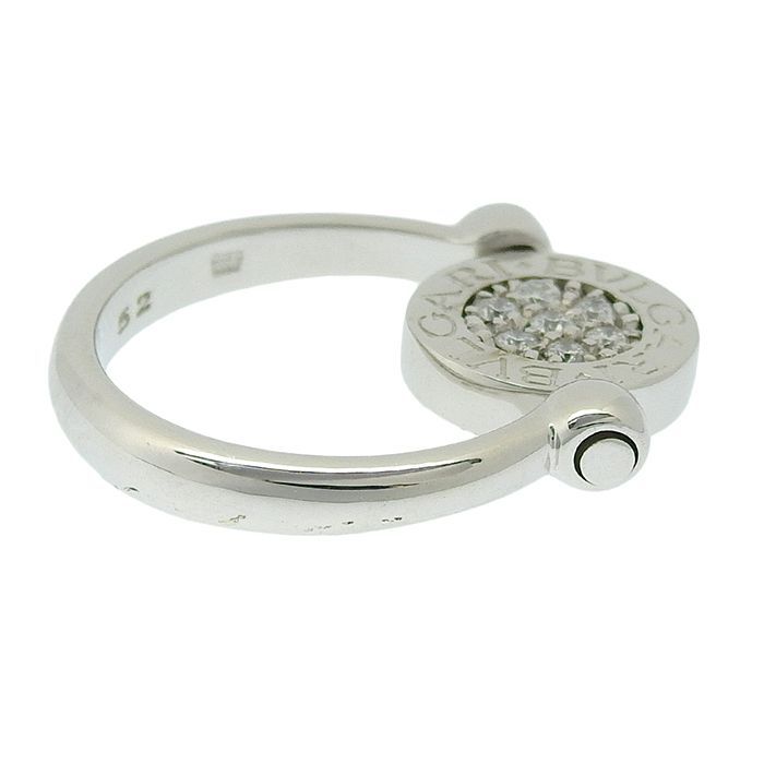 Bvlgari Flip Diamond Onyx Ring 18K White Gold 750 White Gold Diamond Onyx #52