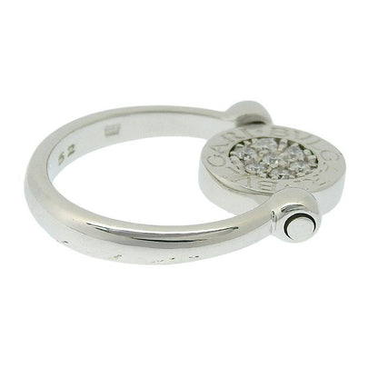 Bvlgari Flip Diamond Onyx Ring 18K White Gold 750 White Gold Diamond Onyx #52