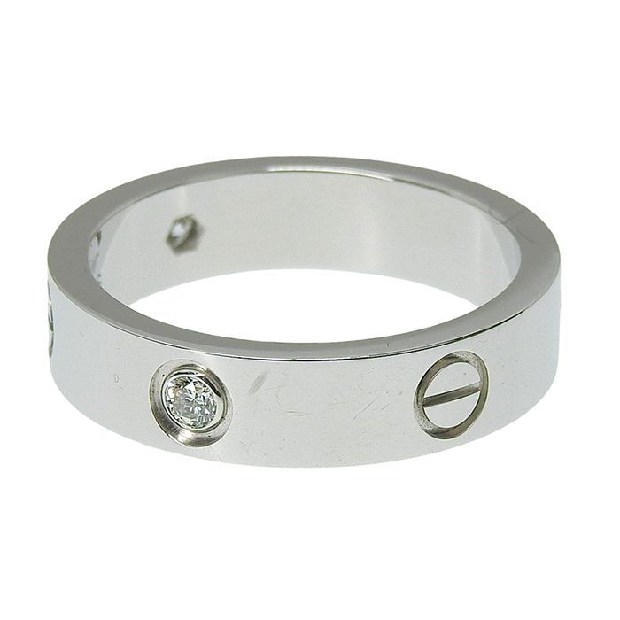 Cartier Love Ring 3P Diamond Classic Model 18K White Gold 750 White Gold