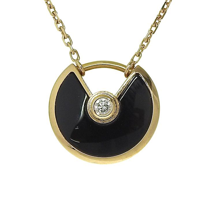 Cartier Amourette De Cartier XS Onyx Diamond Necklace B3047200 18K Pink Gold