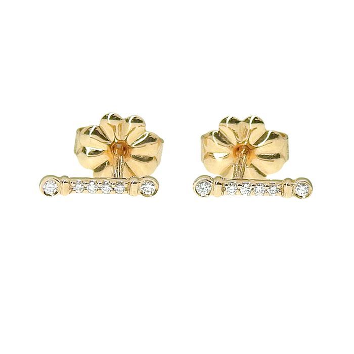 Tiffany & Co Fleur De Lys Stem Diamond Earrings 18K Pink Gold 750 Pink Gold