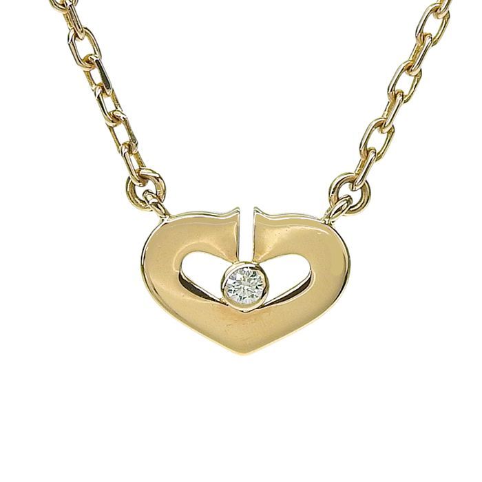 Cartier C Heart Small Diamond Necklace 18K Pink Gold 750 Pink Gold Diamond