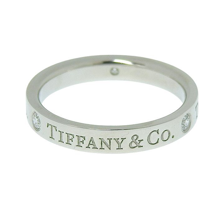 Tiffany & Co Flat Band Diamond Ring Pt950 Platinum Diamond Approx 7.5 Ring