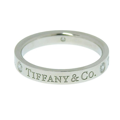 Tiffany & Co Flat Band Diamond Ring Pt950 Platinum Diamond Approx 7.5 Ring