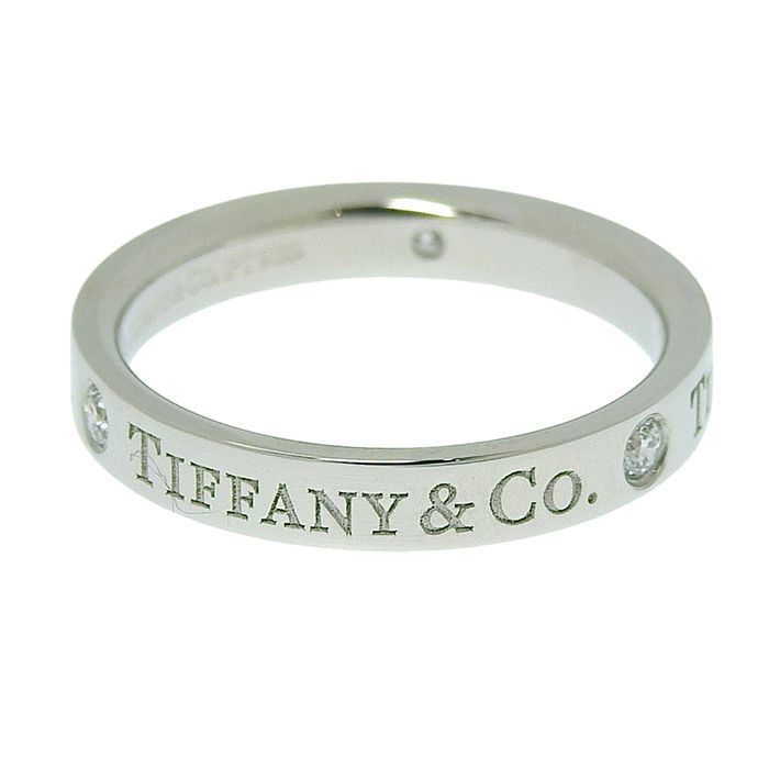 Tiffany & Co Flat Band Diamond Ring Pt950 Platinum Diamond Approx 7.5 Ring