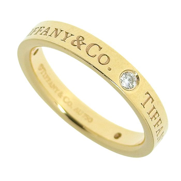 Tiffany & Co Flat Band Diamond Ring 18K Pink Gold 750 Pink Gold Diamond Approx