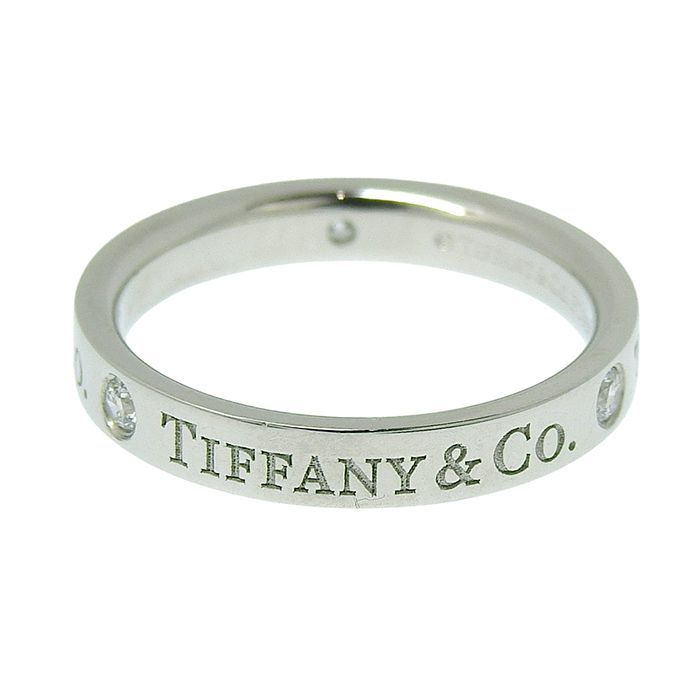 Tiffany & Co Flat Band Diamond Ring Pt950 Platinum Diamond Approx 7.5 Ring