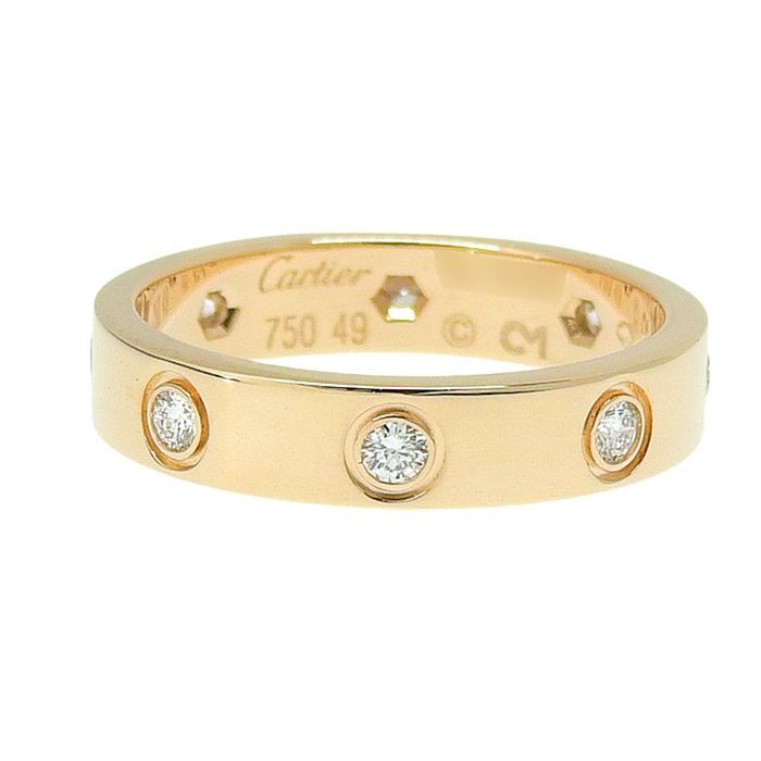 Cartier Mini Love 8P Diamond Ring 18K Pink Gold 750 Pink Gold Diamond #49