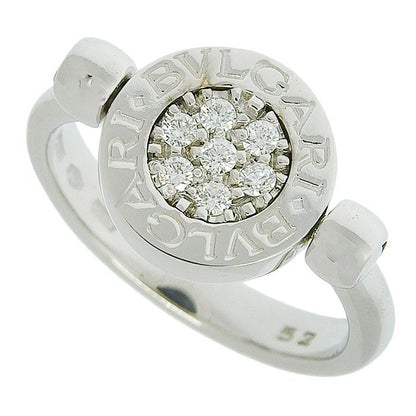 Bvlgari Flip Diamond Onyx Ring 18K White Gold 750 White Gold Diamond Onyx #52