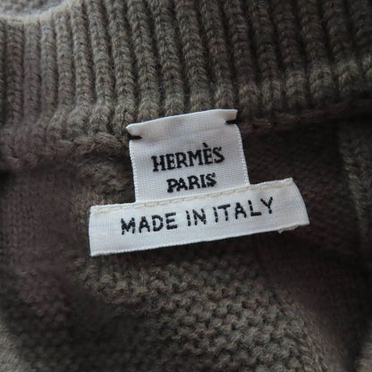 Hermes 24AW 4h2523d3 100% Wool H Pattern Long-sleeved Knit Dress Brownish 36