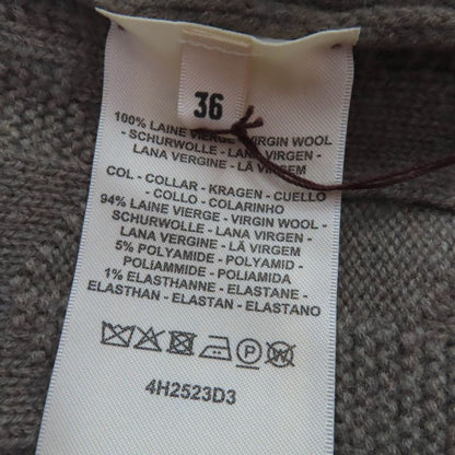 Hermes 24AW 4h2523d3 100% Wool H Pattern Long-sleeved Knit Dress Brownish 36