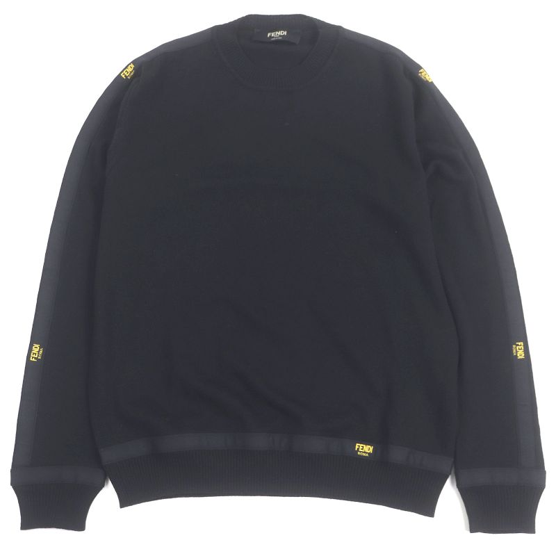 □fendi 2020 Fzy131 Side Logo Label Light Hand Sweater Long Sleeve Knit Black 44